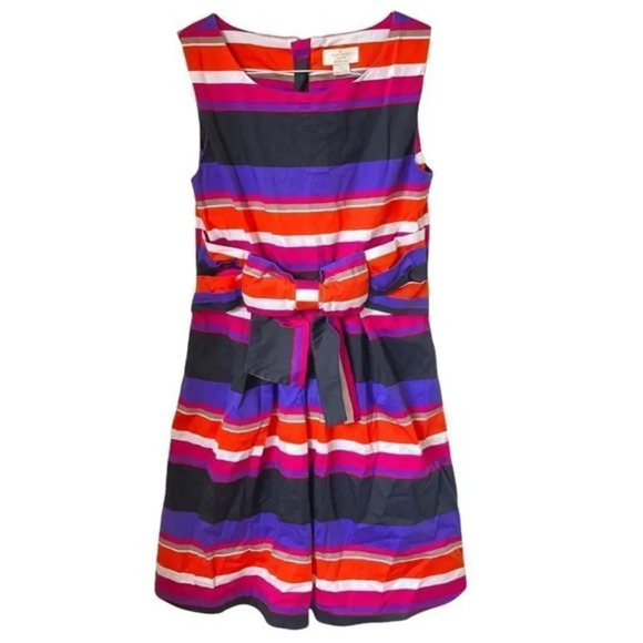 KATE SPADE Jillian Dress Girls Striped Bow Multicolored Sleeveless 14 - Picture 1 of 6